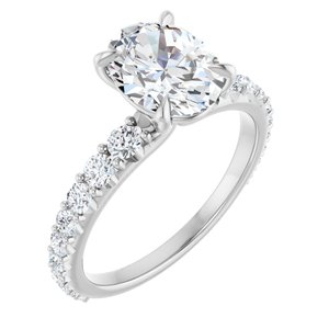 14K White Gold 9x7 mm Oval 1/2 CTW Lab-Grown Diamond Semi-Set Engagement Ring