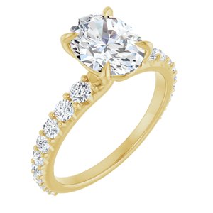 14K Yellow Gold 9x7 mm Oval 1/2 CTW Lab-Grown Diamond Semi-Set Engagement Ring
