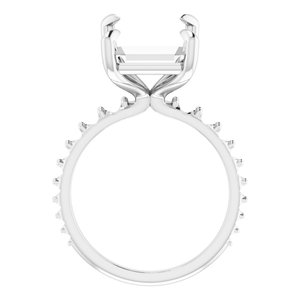Platinum  14x10 mm Emerald Engagement Ring Mounting