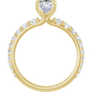 14K Yellow Gold 8x6 mm Oval 1/2 CTW Lab-Grown Diamond Semi-Set Engagement Ring
