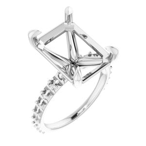 Platinum  14x10 mm Emerald Engagement Ring Mounting