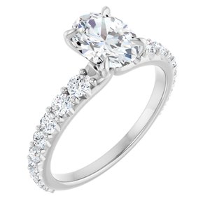 14K White Gold 8x6 mm Oval 1/2 CTW Lab-Grown Diamond Semi-Set Engagement Ring