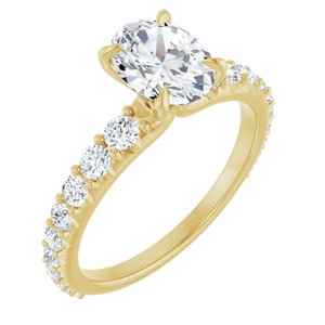 14K Yellow Gold 8x6 mm Oval 1/2 CTW Lab-Grown Diamond Semi-Set Engagement Ring