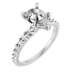14K White Gold  10x7 mm Pear Engagement Ring Mounting