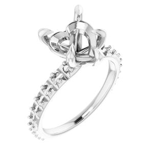 Platinum  9x9 mm Heart Engagement Ring Mounting