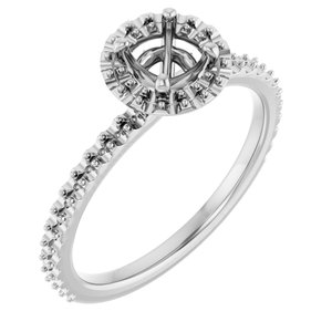 14K White Gold 5.2 mm Round Halo-Style Engagement Ring Mounting