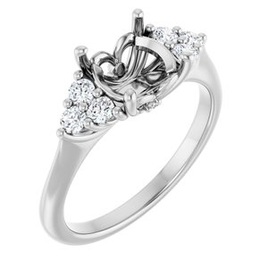 14K White Gold 8 mm Round 1/4 CTW Lab-Grown Diamond Semi-Set Engagement Ring
