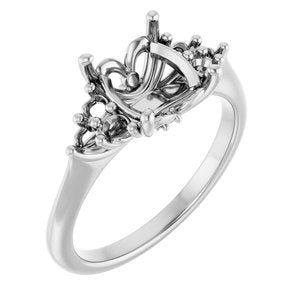 14K White Gold  10x8 mm Oval Engagement Ring Mounting