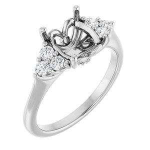 14K White Gold 10x8 mm Oval 1/4 CTW Lab-Grown Diamond Semi-Set Engagement Ring