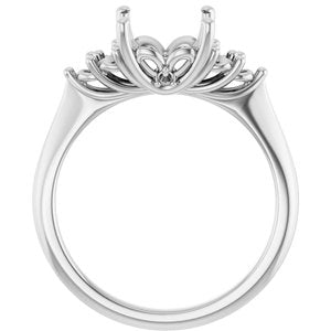 Sterling Silver  8 mm Cushion Engagement Ring Mounting