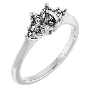 14K White Gold  7x5 mm Oval Engagement Ring Mounting