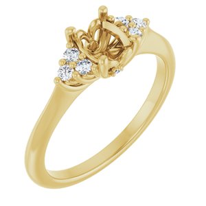 14K Yellow Gold 7x5 mm Oval 1/8 CTW Lab-Grown Diamond Semi-Set Engagement Ring