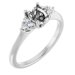 14K White Gold 7x5 mm Oval 1/8 CTW Lab-Grown Diamond Semi-Set Engagement Ring