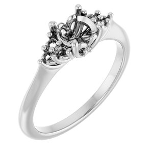 14K White Gold  5.8 mm Round Engagement Ring Mounting