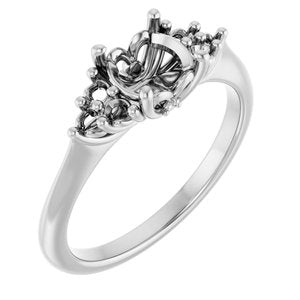 14K White Gold  6.5 mm Round Engagement Ring Mounting