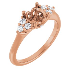 14K Rose Gold 6.5 mm Round 1/5 CTW Natural Diamond Semi-Set Engagement Ring
