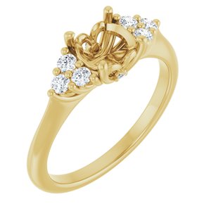 14K Yellow Gold 6.5 mm Round 1/5 CTW Lab-Grown Diamond Semi-Set Engagement Ring