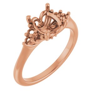 14K Rose Gold  9x7 mm Oval Engagement Ring Mounting
