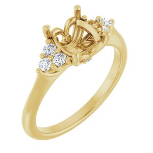 14K Yellow Gold 9x7 mm Oval 1/5 CTW Lab-Grown Diamond Semi-Set Engagement Ring