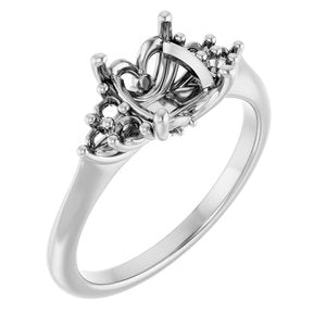 14K White Gold  9x7 mm Oval Engagement Ring Mounting