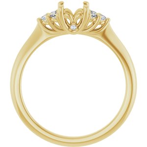 14K Yellow Gold 7x5 mm Oval 1/8 CTW Lab-Grown Diamond Semi-Set Engagement Ring