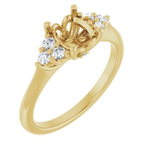 14K Yellow Gold 8x6 mm Oval 1/5 CTW Lab-Grown Diamond Semi-Set Engagement Ring