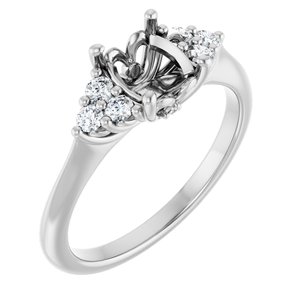14K White Gold 8x6 mm Oval 1/5 CTW Natural Diamond Semi-Set Engagement Ring
