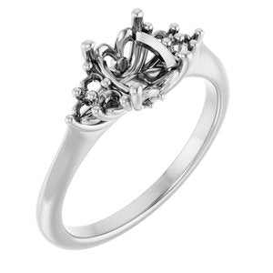 Platinum  8x6 mm Oval Engagement Ring Mounting