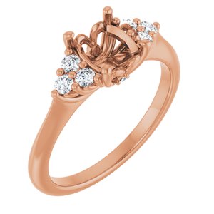 14K Rose Gold 8x6 mm Oval 1/5 CTW Natural Diamond Semi-Set Engagement Ring