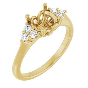 14K Yellow Gold 7.4 mm Round 1/5 CTW Lab-Grown Diamond Semi-Set Engagement Ring