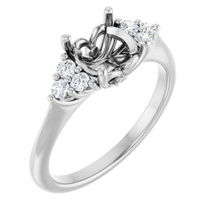 14K White Gold 7.4 mm Round 1/5 CTW Lab-Grown Diamond Semi-Set Engagement Ring