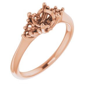 10K Rose Gold  6 mm Round Engagement Ring Mounting
