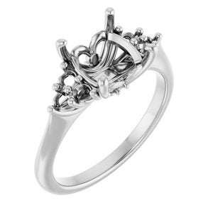 Sterling Silver  8 mm Cushion Engagement Ring Mounting