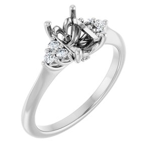 14K White Gold 7x5 mm Emerald 1/5 CTW Natural Diamond Semi-Set Engagement Ring