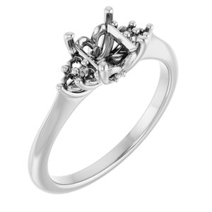14K White Gold  5 mm Square Engagement Ring Mounting