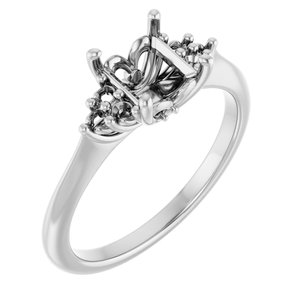 14K White Gold  5.5 mm Square Engagement Ring Mounting