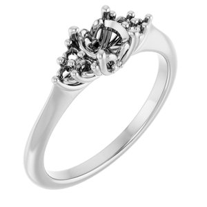 14K White Gold  5.2 mm Round Engagement Ring Mounting
