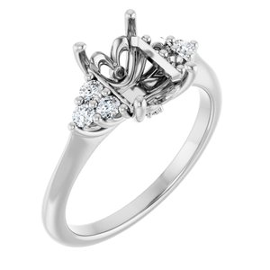 14K White Gold 8x6 mm Emerald 1/6 CTW Natural Diamond Semi-Set Engagement Ring