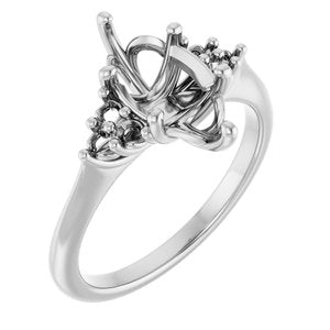 14K White Gold  12x6 mm Marquise Engagement Ring Mounting