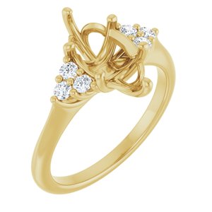 14K Yellow Gold 12x6 mm Marquise 1/6 CTW Natural Diamond Semi-Set Engagement Ring