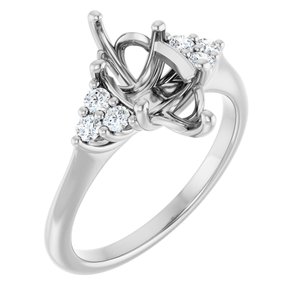 14K White Gold 12x6 mm Marquise 1/5 CTW Lab-Grown Diamond Semi-Set Engagement Ring