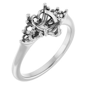 14K White Gold  9x6 mm Pear Engagement Ring Mounting