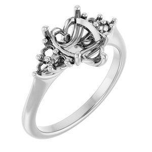 14K White Gold  10x7 mm Pear Engagement Ring Mounting