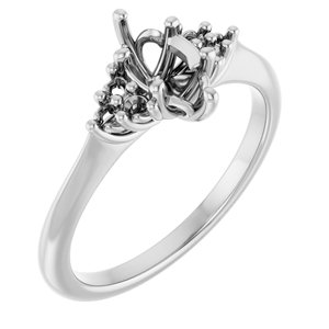 14K White Gold  8x4 mm Marquise Engagement Ring Mounting