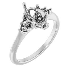 14K White Gold  10x5 mm Marquise Engagement Ring Mounting