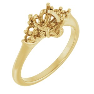 14K Yellow Gold  8x6 mm Pear Engagement Ring Mounting