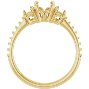 14K Yellow Gold 6.5 mm Round Three-Stone Engagement Ring Mounting 