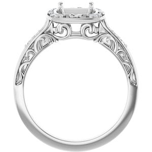 14K White Gold 5.5x5.5 mm Square 1/10 CTW Natural Diamond Semi-Set Engagement Ring