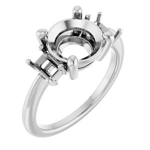 Platinum 9 mm Round Engagement Ring Mounting 