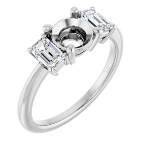 14K White Gold 6.5 mm Round 3/4 CTW Natural Diamond Semi-Set Engagement Ring 